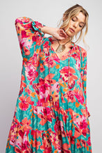 Load image into Gallery viewer, Emerald Floral Printed 3/4 Sleeve Dress
