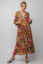 Load image into Gallery viewer, Olive Rose Printed 3/4 Sleeve Dress
