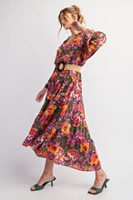 Load image into Gallery viewer, Sabrina Olive, Lavender, Yellow Floral 3/4 Sleeve Dress
