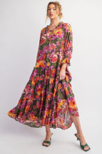 Load image into Gallery viewer, Sabrina Olive, Lavender, Yellow Floral 3/4 Sleeve Dress
