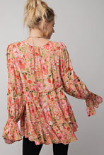 Load image into Gallery viewer, Peachy Coral Mix Top with Lantern Sleeves
