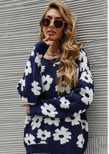 Load image into Gallery viewer, Navy with White Daisies Sweater
