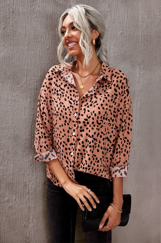 Timeless Dalmatian Leopard Print Blouse-Refer to Sizing before Purchasing