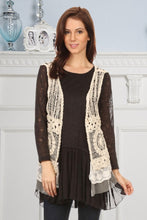Load image into Gallery viewer, Restocked!  LISA Floral Patterned Crocheted Vest W/Embellished Pearl Detail
