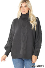Load image into Gallery viewer, Sale! Cable Knit Sweaters Black, Ash Grey, Bright Pink, Charcoal, Lt. Sage, or Mint
