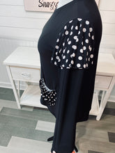Load image into Gallery viewer, Custom Black Top with Polka Dot  Sleeves and Slouch Pocket (M-3X)
