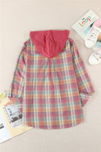 Load image into Gallery viewer, Pink Plaid Long Sleeve Hooded Shirt/Coat (Regular and Curvy sizes)
