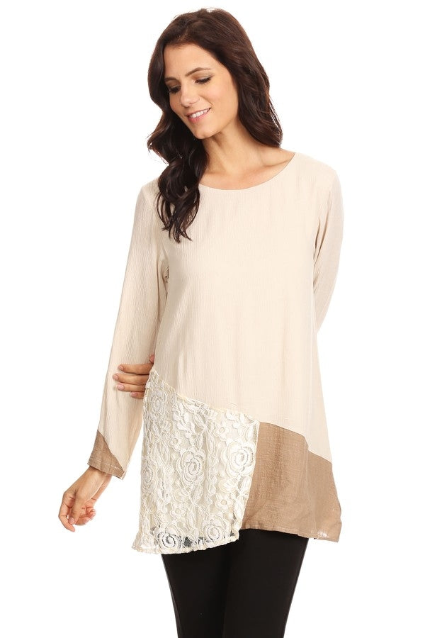 Sale! Lacy Fabric Mixed Tunic (Curvy)