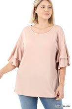 Load image into Gallery viewer, EVA  Curvy Double Ruffle Sleeve Top   (12 colors) FB Live
