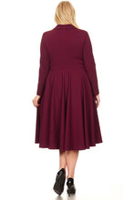 Load image into Gallery viewer, Burgundy Fit and Flare Dress (3X-4X)
