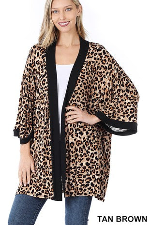 MILA Leopard (Gray and Brown) Print Open Front Cardigan FB live