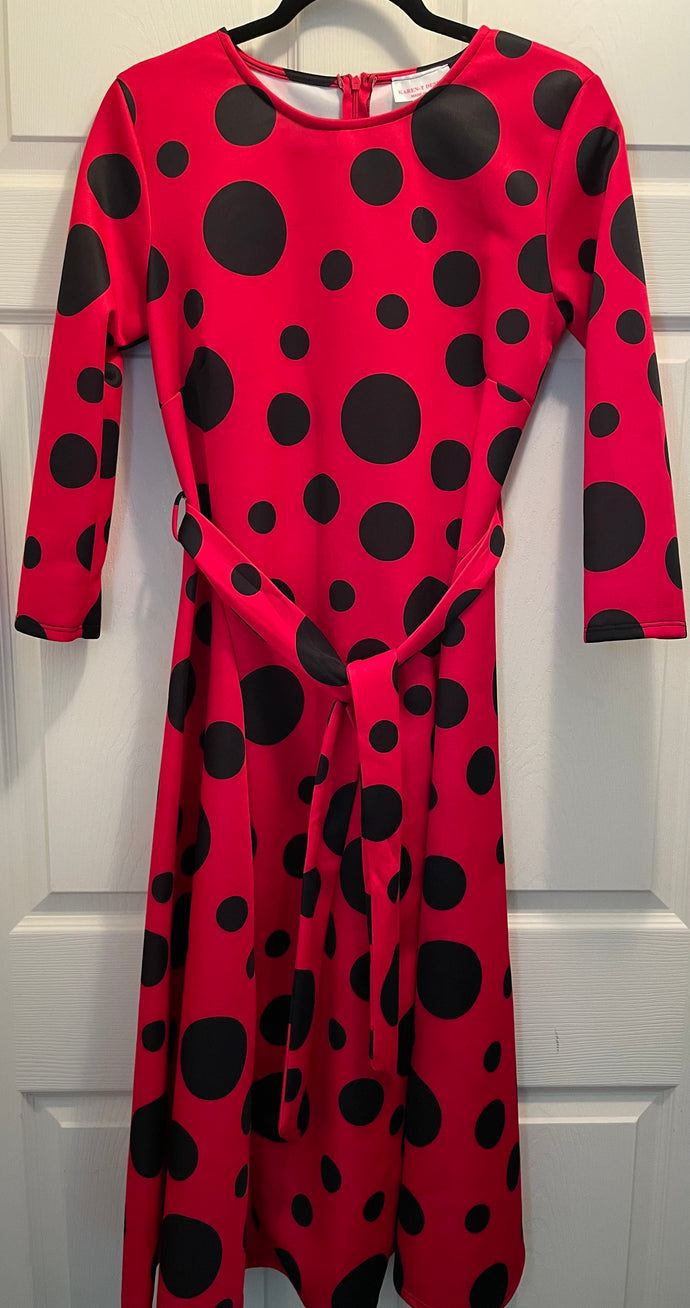 Sale! Designer Red and Black Dotted Dress