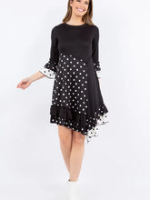 Load image into Gallery viewer, Black Polka Dot Asymmetrical Dress/Tunic With Pockets ( S-3XL)
