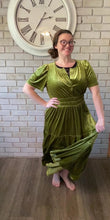 Load and play video in Gallery viewer, Moss Green Velvet Tiered Dress w/Pockets
