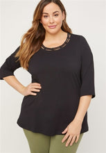 Load image into Gallery viewer, Sale! Curvy Catherine&#39;s Black or White Top with 3/4 Sleeves (1X-3X)
