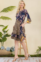 Load image into Gallery viewer, Navy Paisley Color Block Print Tunic (S-3X)
