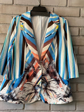 Load image into Gallery viewer, Sale! ZOE Blue Striped Floral  Blazer (S-1X) FB Live
