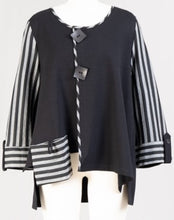 Load image into Gallery viewer, Black w/Gray Stripes Classy Top
