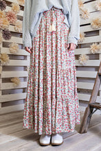 Load image into Gallery viewer, Sage Green with Rose Flowers Tiered Skirt with Tassel Tie and Pockets  FB live
