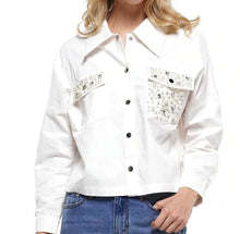 Load image into Gallery viewer, PEARL White Pearl Embellished Crop Jacket
