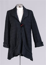 Load image into Gallery viewer, One Button Ruffle Hem Collared Black Jacket
