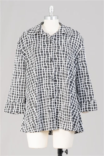 Lattice Print Classy Knit Jacket with Cuffs (Will fit up to a 56