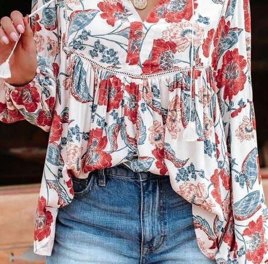 Floral Patchwork Blouse (Fits both Regular and Curvy)