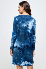 Load image into Gallery viewer, TIE DYE BLUE PRINT SWING DRESS
