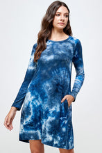Load image into Gallery viewer, TIE DYE BLUE PRINT SWING DRESS
