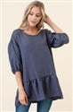 Denim Colored Ruffled Hem Top