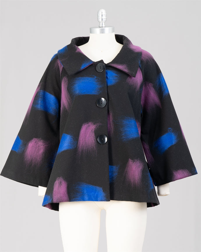 Fuchsia/Blue  Print A-line Topper Jacket