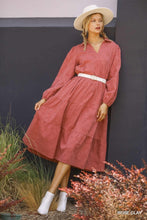 Load image into Gallery viewer, Rose Clay Boho Tiered Dress W/ Long Sleeves  (XL-2XL)
