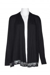 MAE Black Open Front Long Sleeve Rayon Jacket (S-XL)