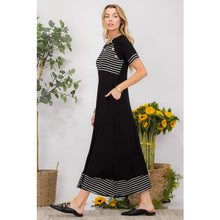 Load image into Gallery viewer, Piper Black and White Maxi Dress with 3 Buttons (S-3X)
