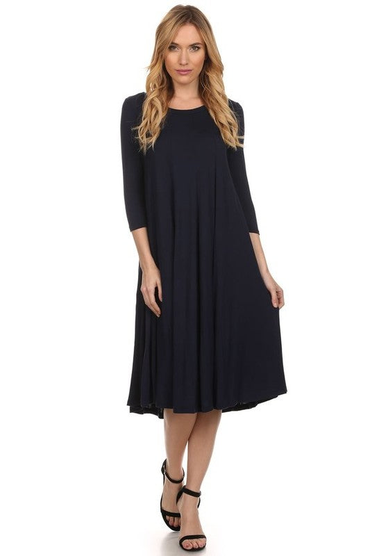 Layering Dresses Regular Solid Color 3/4 Sleeves (click for additional colors)