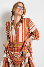Load image into Gallery viewer, BIANCA Bronze Red Tribal Printed Dress FB Live
