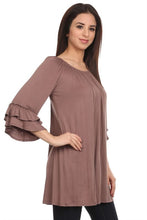 Load image into Gallery viewer, Sale! Mocha Knit Tunic with 3/4 length trumpet Sleeves
