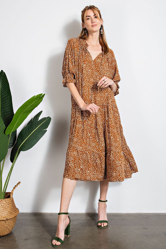 CORA Copper Tiered Ruffled Dress (Oversized fits up to a 3X) FB Live