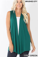 Load image into Gallery viewer, Kelly Green or Deep Green Open Front Sleeveless Cardigan
