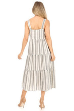 Load image into Gallery viewer, Sale! LAYLA Midi Black/Ivory/Gray striped tiered Maxi Dress

