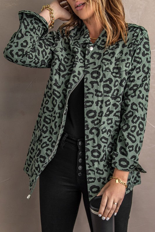 Green Leopard Zipper Jacket ( Small- 2XL )