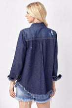 Load image into Gallery viewer, Denim Shirt/Jacket with the Vintage Frayed Hem
