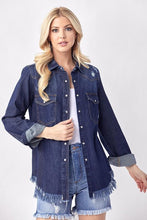 Load image into Gallery viewer, Denim Shirt/Jacket with the Vintage Frayed Hem
