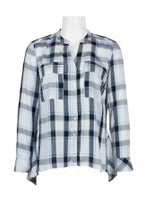 Load image into Gallery viewer, Sale! Blue Plaid Top With Long Sleeves
