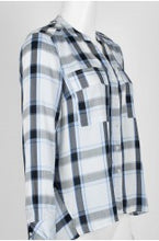 Load image into Gallery viewer, Sale! Blue Plaid Top With Long Sleeves

