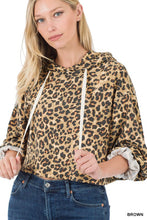 Load image into Gallery viewer, French Terry Leopard Drawstring Hoodie
