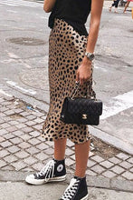 Load image into Gallery viewer, Leopard Satin Midi Skirt
