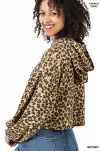 Load image into Gallery viewer, French Terry Leopard Drawstring Hoodie
