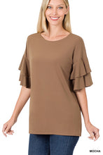 Load image into Gallery viewer, EVA  Curvy Double Ruffle Sleeve Top   (12 colors) FB Live

