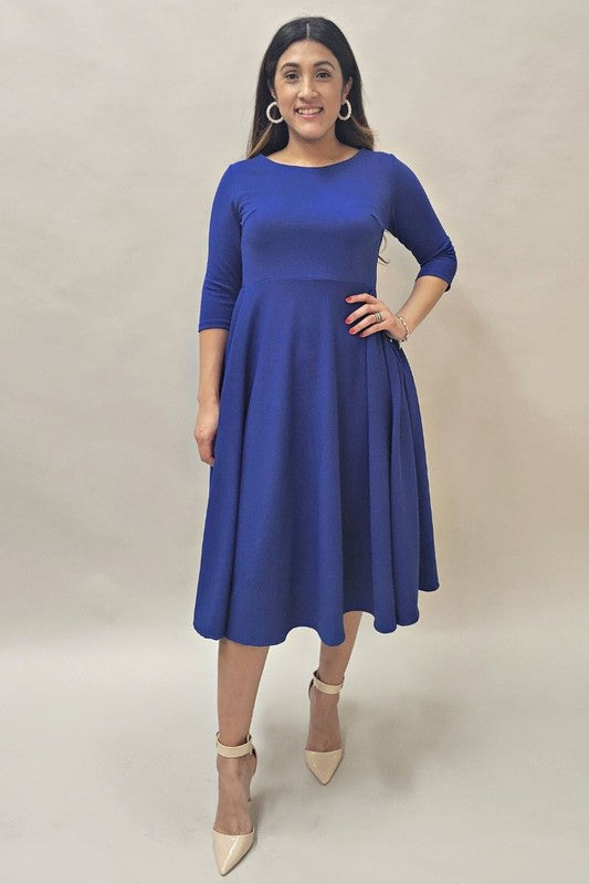 BELLA Cobalt  Blue Fit and Flare Dress (S-3X) FB Live